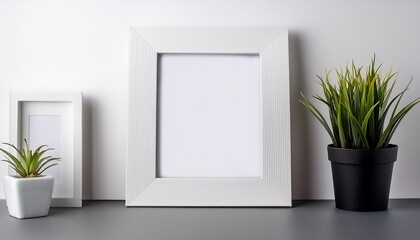 white photo frame on white background