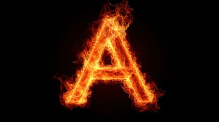 Fiery letter A on black background; abstract design