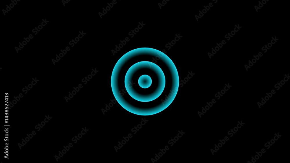 Poster radio waves background animation, radio waves diffusion. digital radio waves cyan circle animation. 