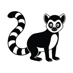 A Cartoon lemur silhouette vector art illustration