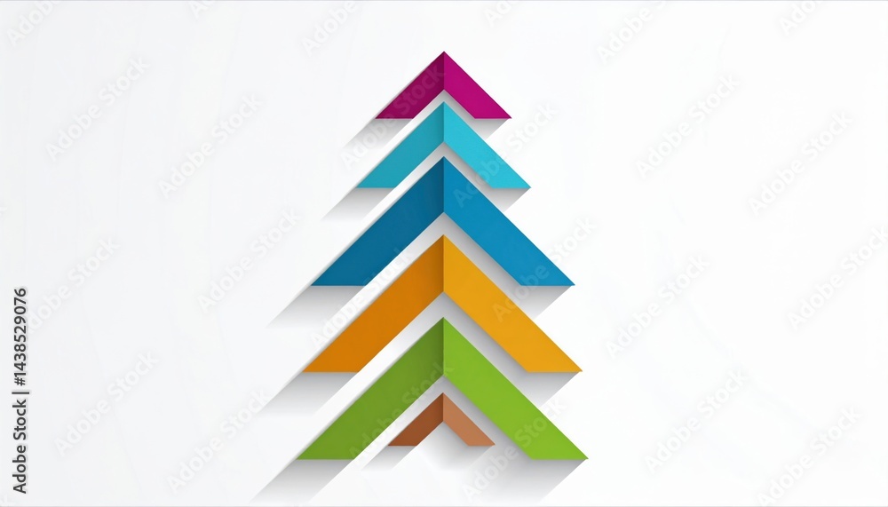 Poster abstract design of colorful arrows representing growth and direction digital art minimalist environm