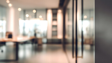 Dynamic office space with blurred interior and doorway modern business environment creative perspective