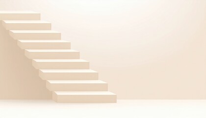 Ascending steps in minimalist environment modern architecture interior design focus soft lighting artistic viewpoint conceptual serenity