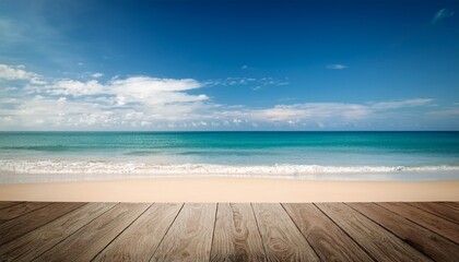 Fototapeta premium beach background and empty wooden