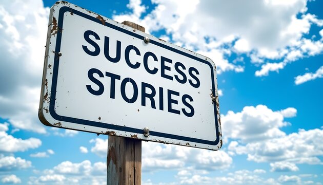 Road sign success stories motivational message
