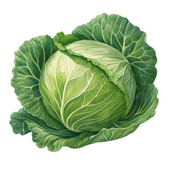 Obraz premium green cabbage isolated on transparent white