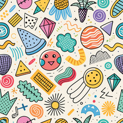 Playful, Colorful Abstract Shapes Pattern