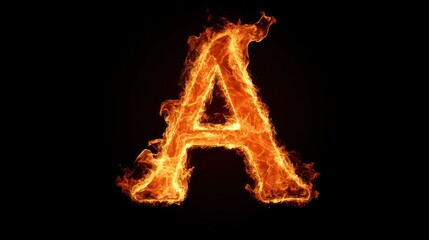 Fiery letter A against black background, abstract design
