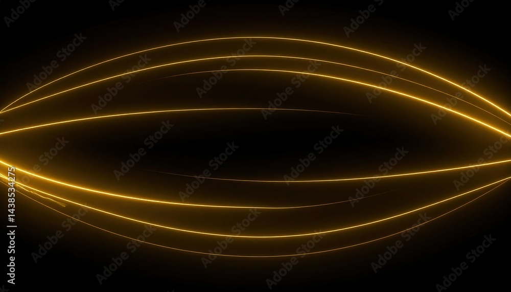 Poster dynamic golden light waves abstract visualization digital art dark background close-up flowing motio
