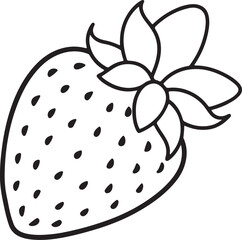 strawberries line art, black outline, vector and illustration, coloring book page line art drawing