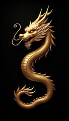 Obraz premium Majestic Golden Dragon: A Symbol of Power and Good Fortune