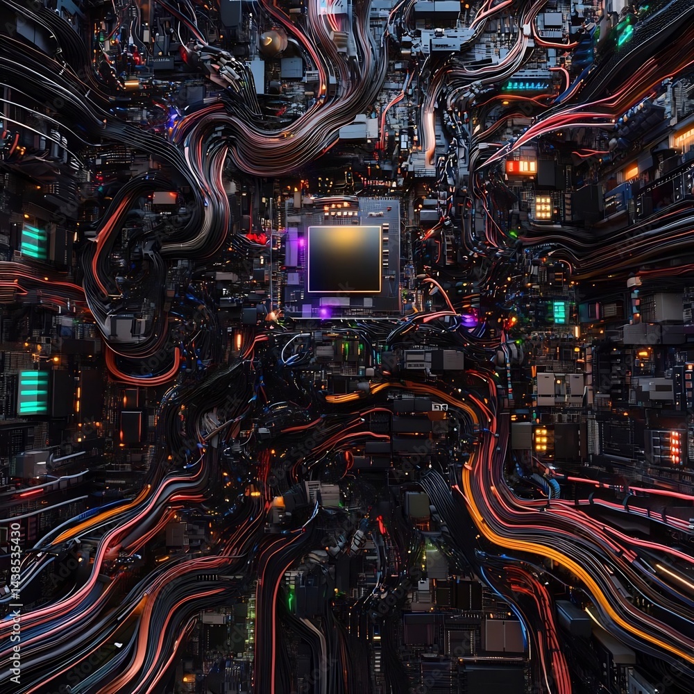 Poster interconnected cybernetic network: a complex system of cables and circuits design
