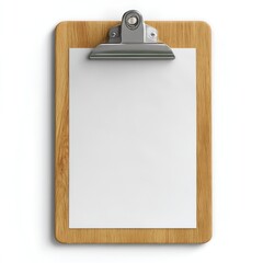 Clipboard with paper isolated on white background