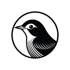 Wilson’s Warbler Head on Vintage Vector Art Retro Bird Illustration