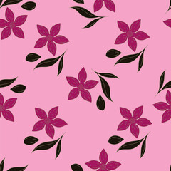 Christmas seamless pattern with berry and pine branch, winter design, hand drawn elements