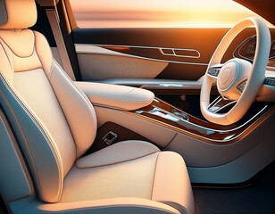 luxury car interior white leather seats modern design comfort automotive