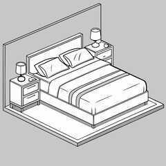 Sleek platform bed with floating nightstands and ambient lighting