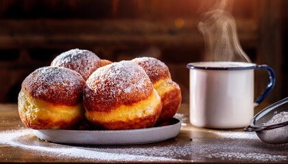 hot doughnuts as a popular dessert in poland