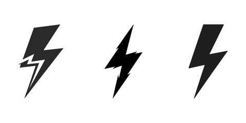 lightning bolt vector illustration, Flash lightning bolt icon set. Energy sign.  Flash icon buttons set, Lightning bolt icons silhouette set Vector Illustration design, Lightning bolt icons silhouette