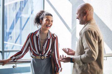 Internship, laughing and collaboration for people in training, meeting or workshop in office for...