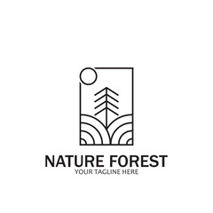 nature forest icon line art style icon vector illustration template design