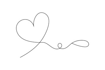 Continuous line drawing of love heart &ndash; minimalist vector art