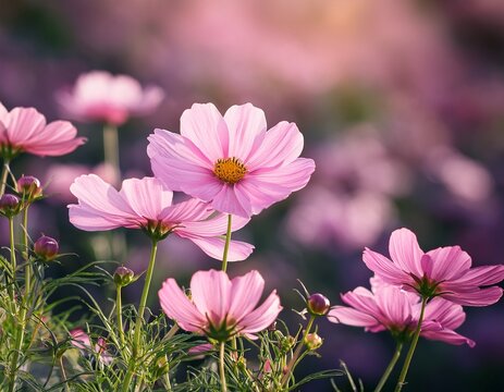 pink cosmos flowers in the garden beautiful spring nature