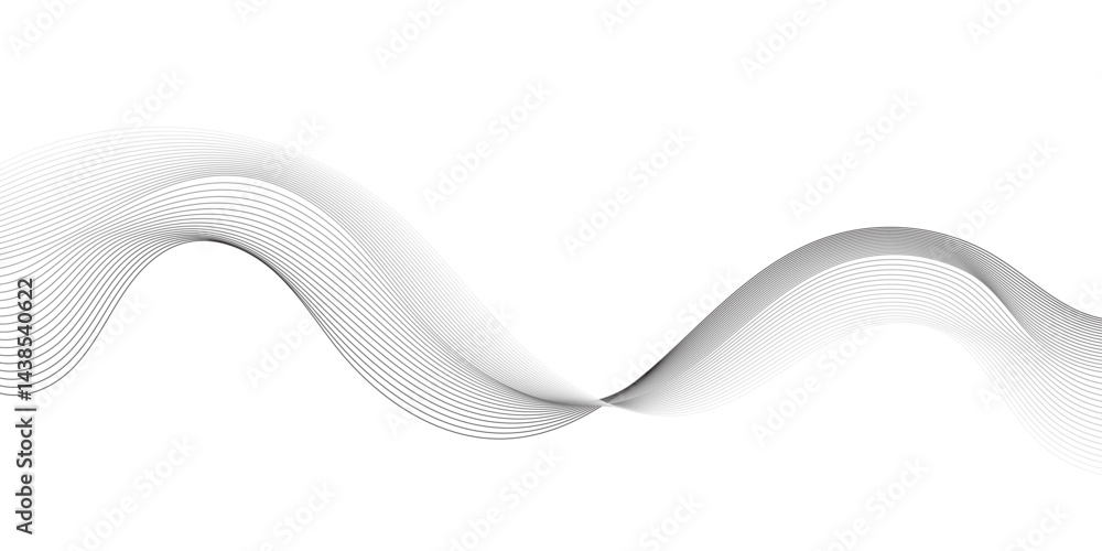 Poster wave flowing liquid line abstract background. black and white vector design 3d lines in perspective,