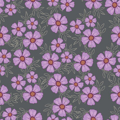 Christmas seamless pattern with berry and pine branch, winter design, hand drawn elements