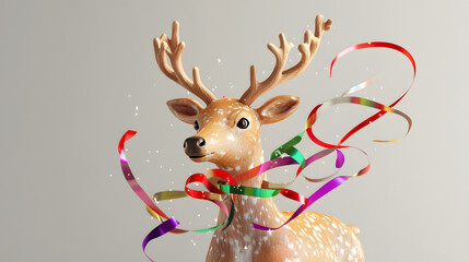 christmas, animal, cartoon, reindeer, deer, illustration, vector, rabbit, cute, xmas, holiday, funny, winter, santa, art, mammal, easter, happy, rudolph, fun, character, merry, bunny, nature, design