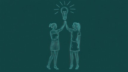 Women celebrating idea, high five, dark background, teamwork concept
