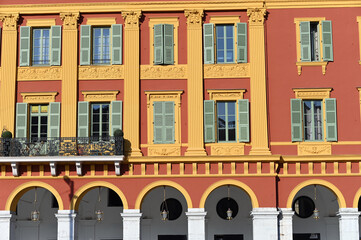 Old building detail on the Massena Place in Nice,France