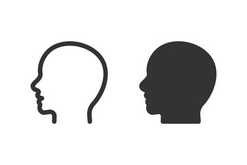 Silhouette of human head icon set. Ideal for various design projects, educational materials, apps, and website elements.
