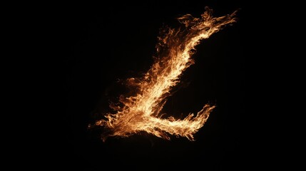 Fiery arrow pointing down, dark background, abstract design, graphic design