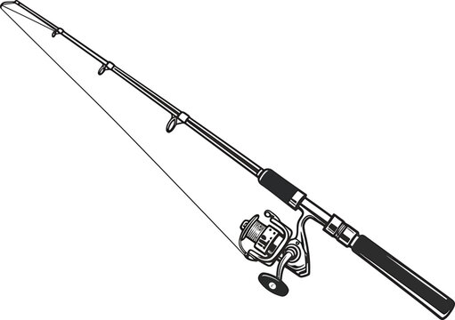 black and white fishing rod and reel clip art preview