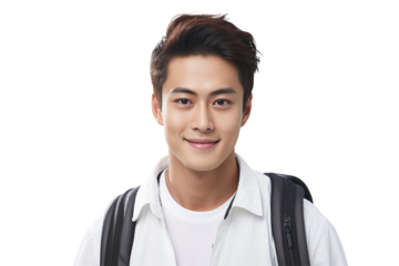 Smiling Asian Male Student – Transparent PNG Background | College, University, Education Stock Image for Websites, E-learning, Marketing, Presentations, Apps, and Digital Projects. PNG cut out.

