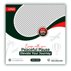 Travel and tour social media posts and web banner square design template