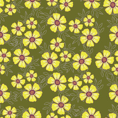 Beautiful Peonies. Seamless floral pattern. Flower Vintage background. Vector illustration. Gold foil and deep green. Template for textiles, wallpaper, paper.
