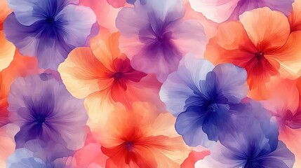Soft watercolor flowers with pastel background in digital art.