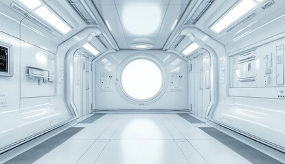 Futuristic white corridor