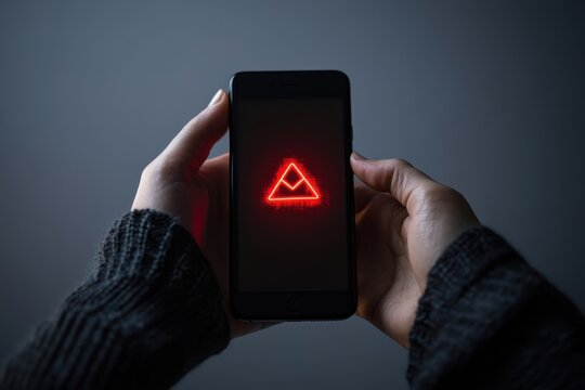 Smartphone displaying a red triangle error notification