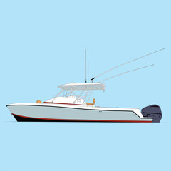 Boat Vector Line Art Illustration