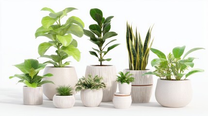 Obraz premium various potted plants with green leave