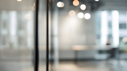 Focused perspective in a bright modern office interior with blurred elements