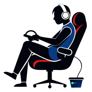 recommend clip art: Gaming Recliner Person Controller Silhouette Design