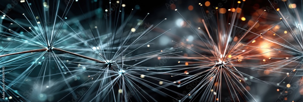 Leinwandbilder Neural Network Structure With Transparent Nodes and Dynamic Sparks in a Dark Setting Creating a Futuristic Atmosphere