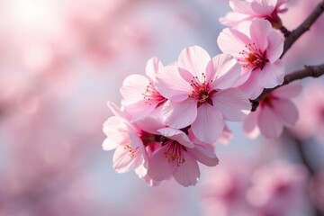 Obraz premium Delicate pink sakura blossoms, full bloom, soft petals , texture, pink, petals