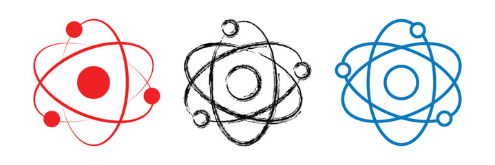 Atom Atomic structure formula orbiting electrons sketch hand dawn drawing vector illustration