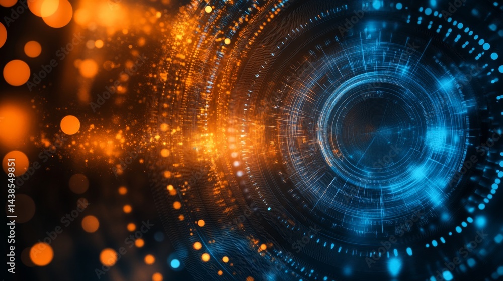 Poster dynamic digital visualization of technology trends futuristic studio abstract graphics vibrant envir