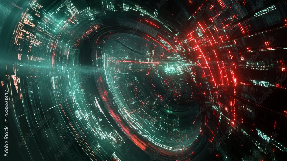 Poster futuristic digital event visualization virtual space abstract graphics sci-fi environment dynamic pe